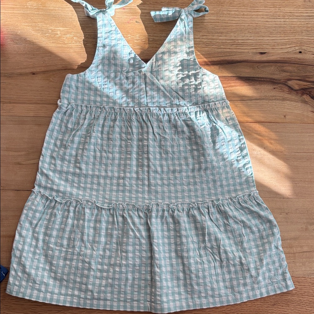 Vineyard Vines Aqua and White Checkered Dress